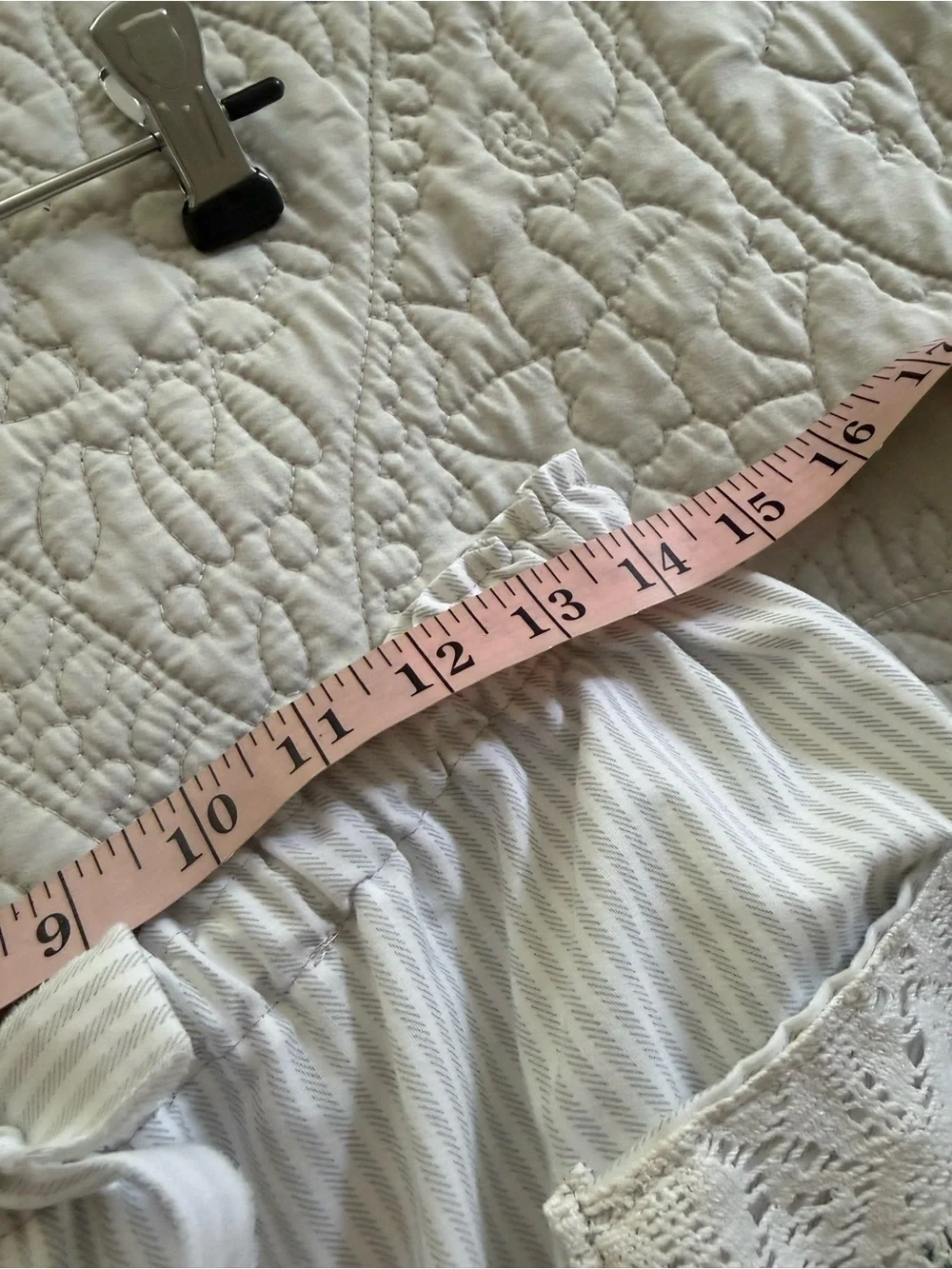 Upcycled Boho Cottagecore Striped Lace Trim Wide Leg Crop Pants Size S to Large - Picture 10 of 12